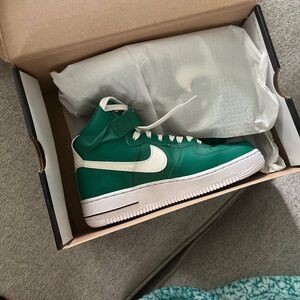 Women’s Green High-Top Nike Air Force ones